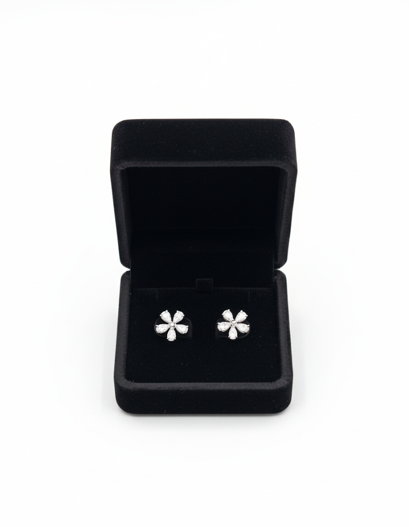 Pear Shape Lab-Grown Diamond Flower Earrings