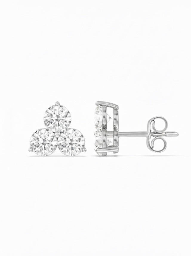 3 Stone Lab-Grown Diamond Cluster Earrings