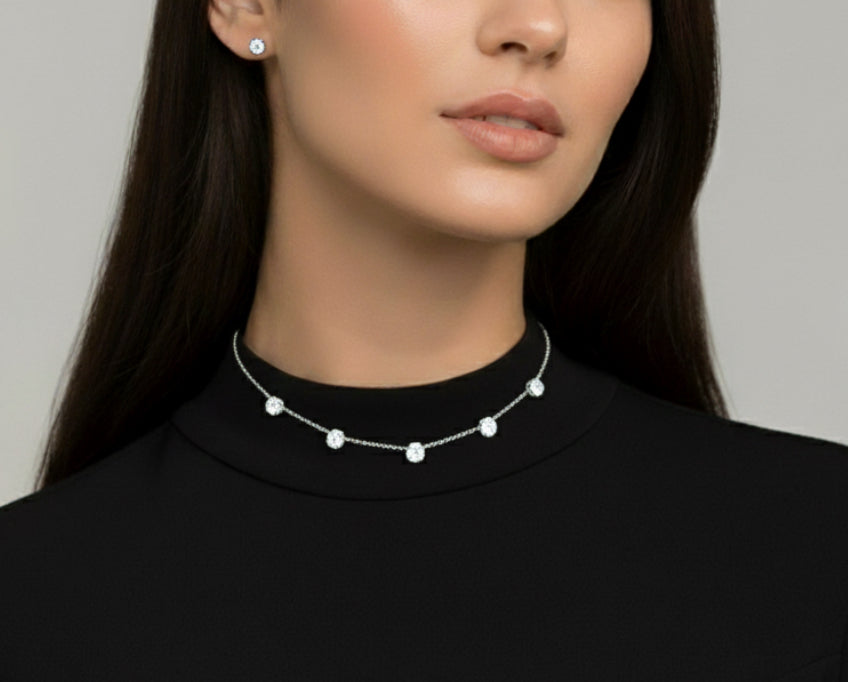 5 Lab-Grown Round Pendants Necklace