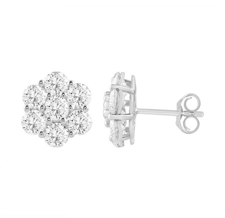 Flower Cluster Lab-Grown Diamond Earrings