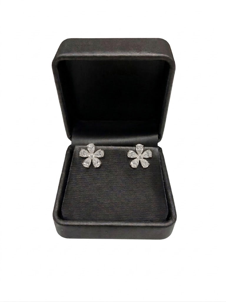 Pear Shape Lab-Grown Diamond Flower Earrings