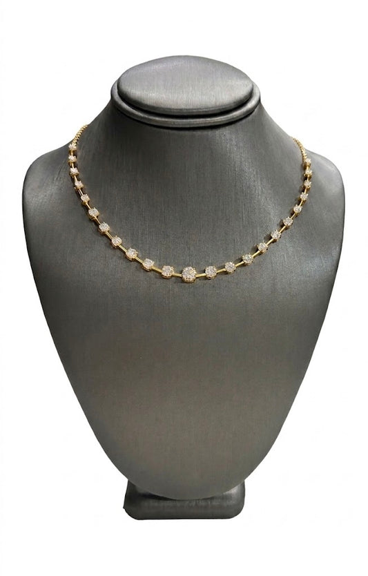 Graduated Gold Bar Half Tennis Lab-Grown Diamond Necklace