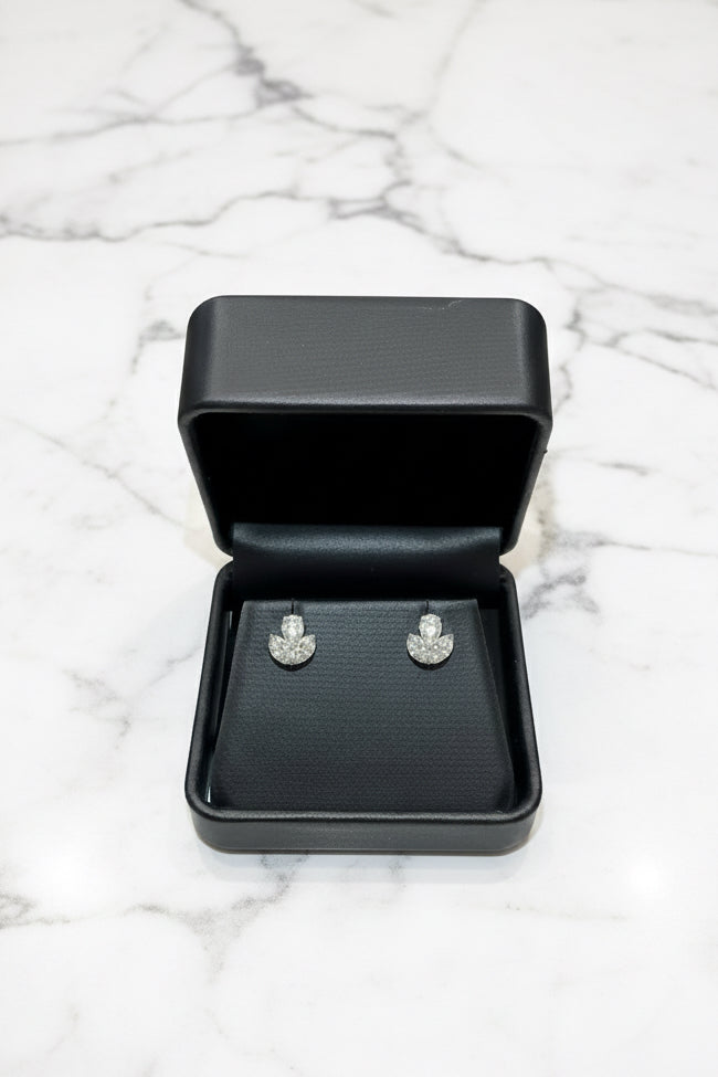 Pear and Marquis Lab-Grown 3 Stone Cluster Earrings