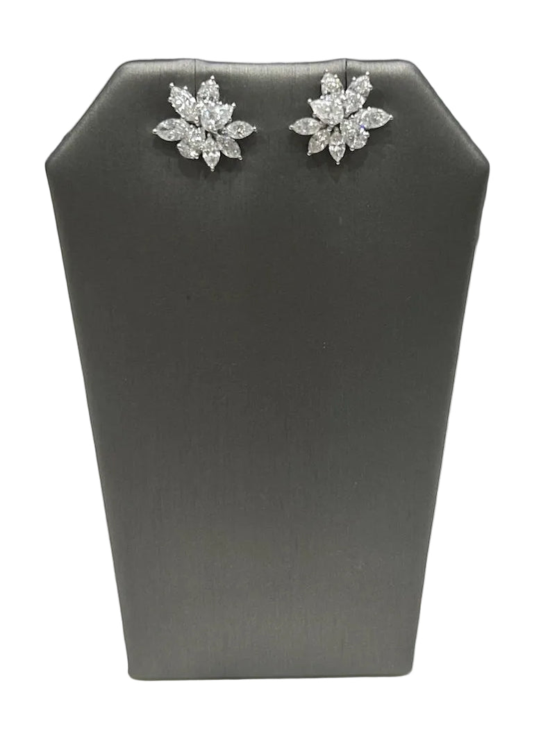 Pear and Marquis Lab-Grown Diamond Cluster Earrings