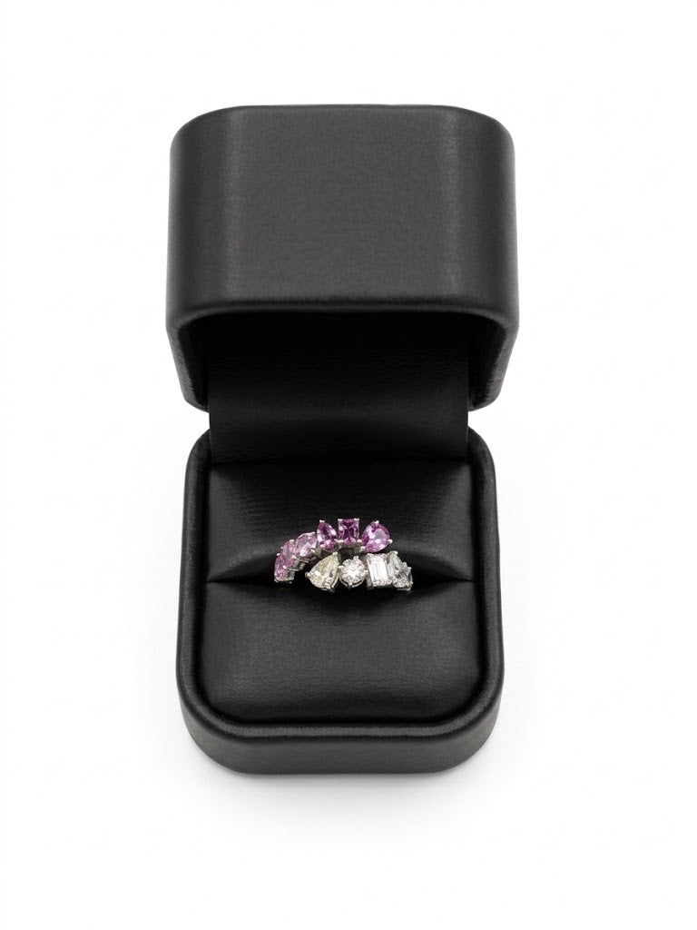 Natural Diamond and Pink Sapphire Multi-Shape Wrap Ring