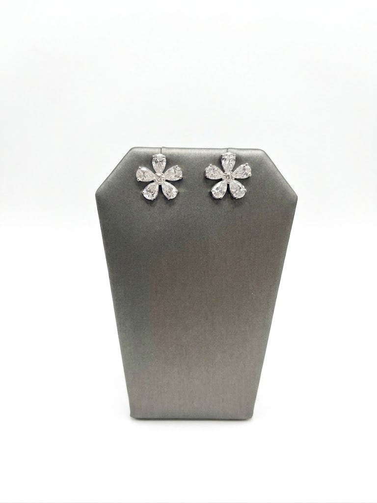 Pear Shape Lab-Grown Diamond Flower Earrings