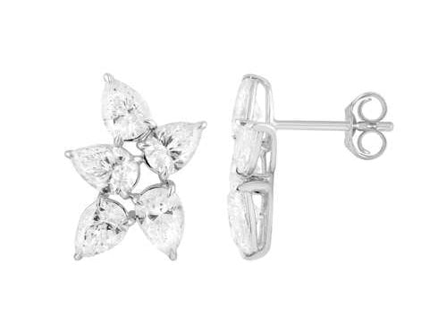 Pear Shaped Lab-Grown Diamonds Cluster Earrings