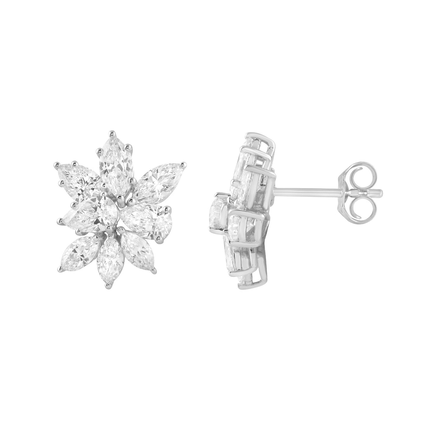 Pear and Marquis Lab-Grown Diamond Cluster Earrings