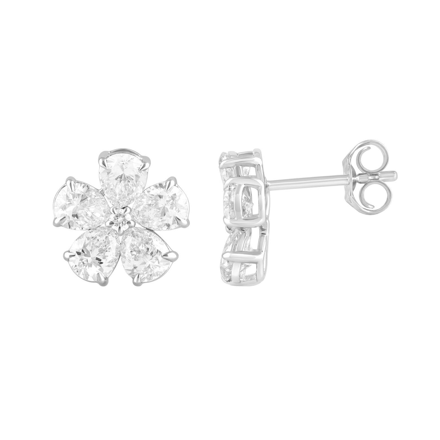 Pear Shape Lab-Grown Diamond Flower Earrings