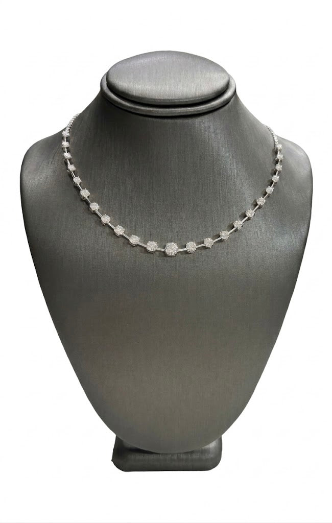 Graduated Gold Bar Half Tennis Lab-Grown Diamond Necklace