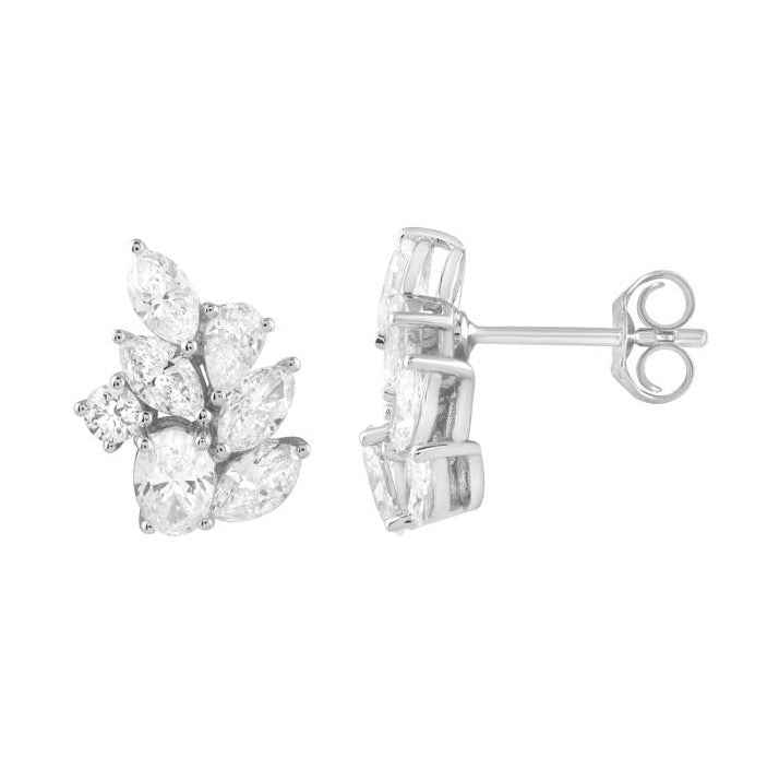 Multi-Shape Lab-Grown Cluster Earrings