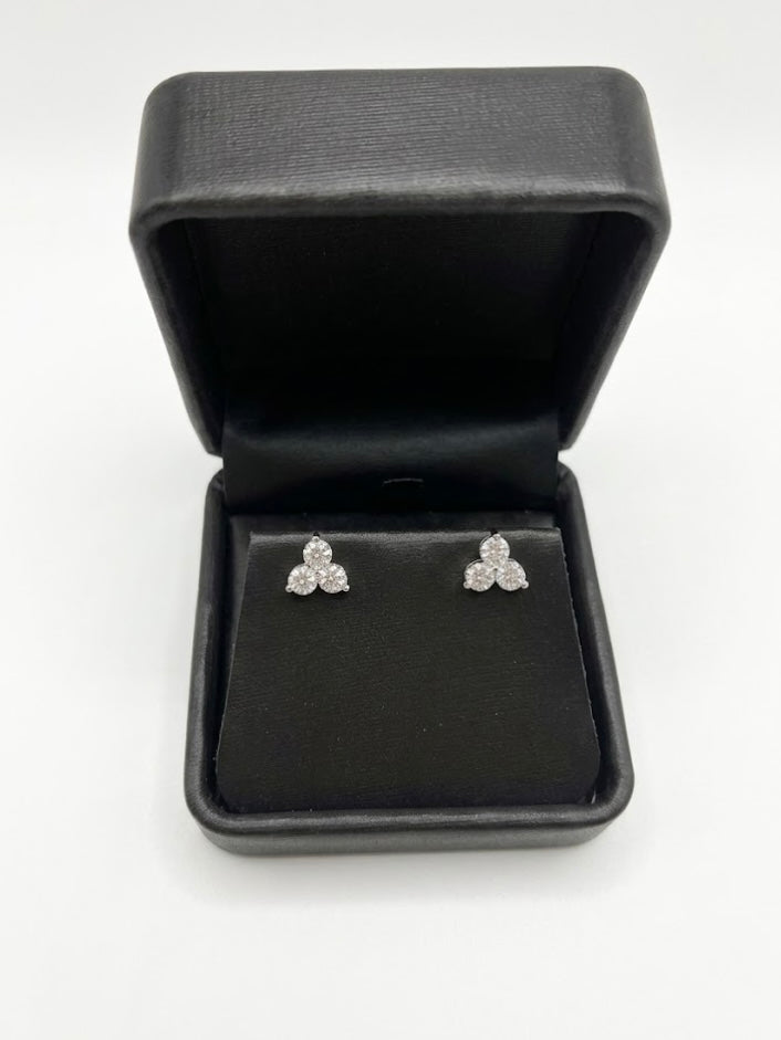 3 Stone Lab-Grown Diamond Cluster Earrings