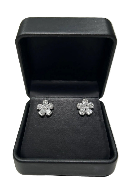Pear Shape Lab-Grown Diamond Flower Earrings