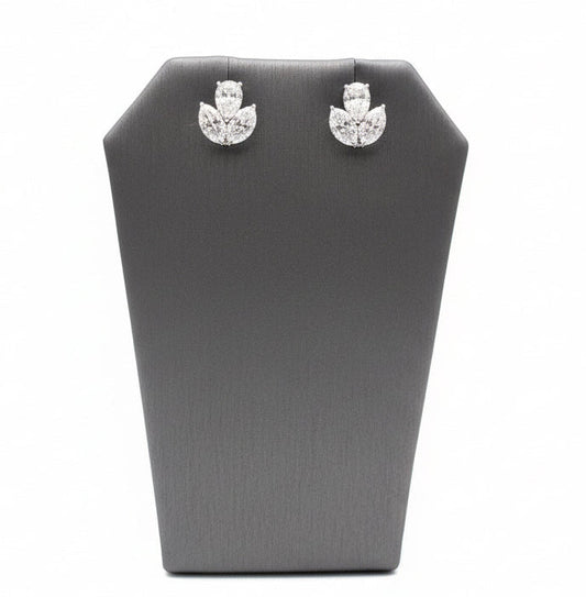 Pear and Marquis Lab-Grown 3 Stone Cluster Earrings