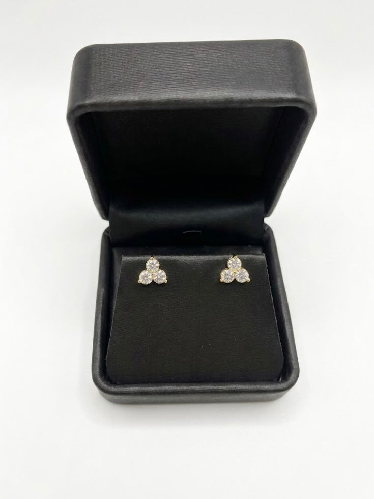 3 Stone Lab-Grown Diamond Cluster Earrings