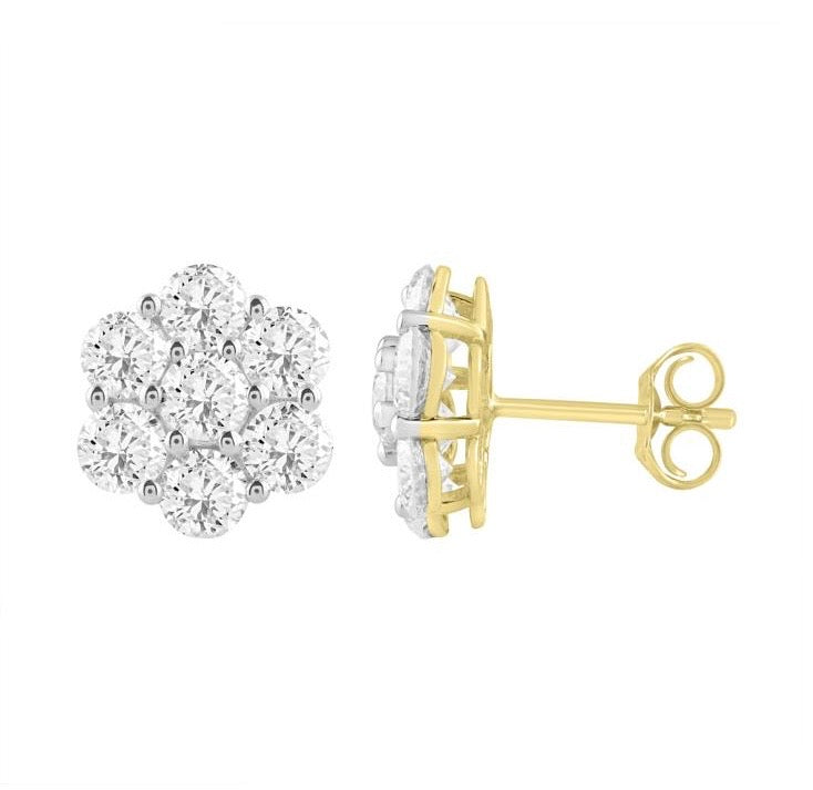 Flower Cluster Lab-Grown Diamond Earrings