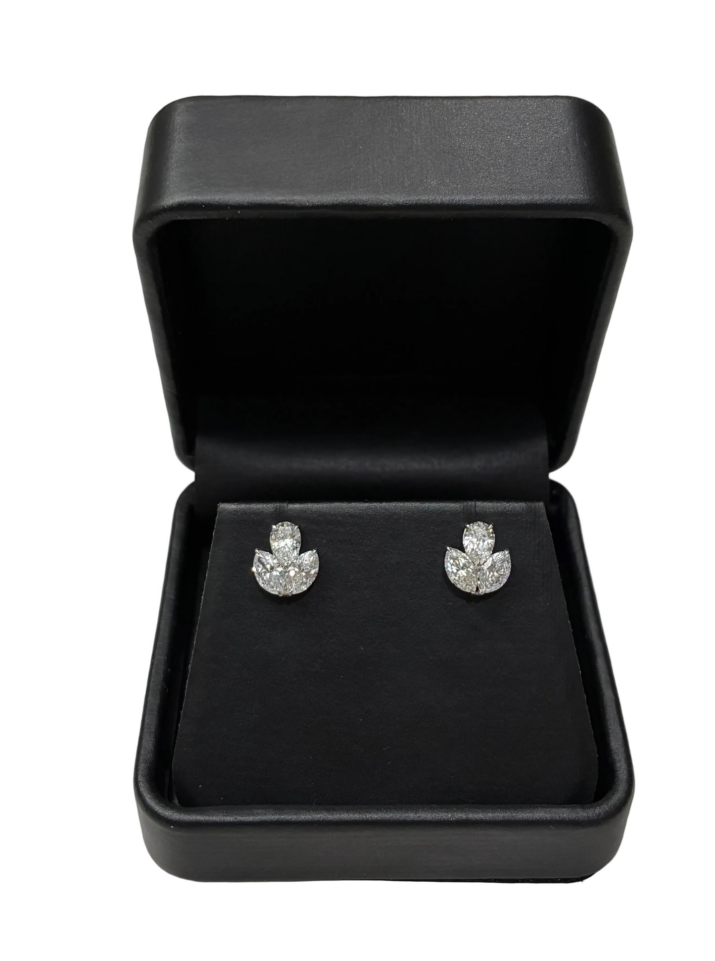 Pear and Marquis Lab-Grown 3 Stone Cluster Earrings