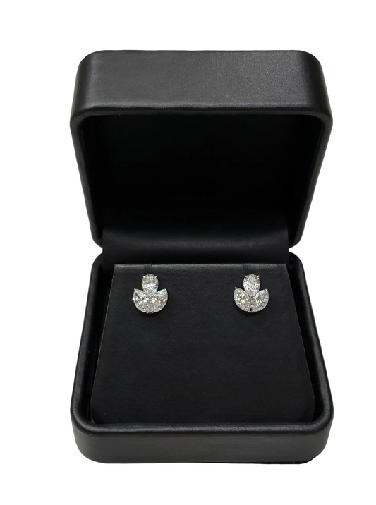 Pear and Marquis Lab-Grown 3 Stone Cluster Earrings