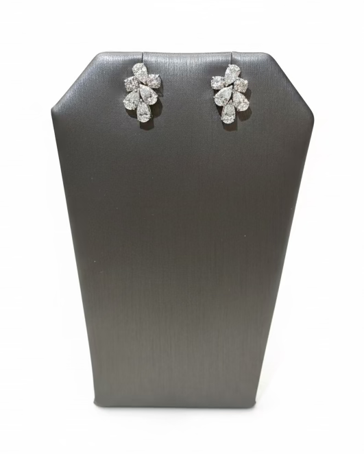 Pear and Round Lab-Grown Diamond Cluster Earrings