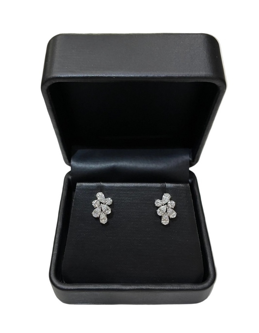 Pear and Round Lab-Grown Diamond Cluster Earrings