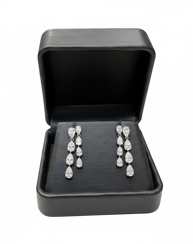 2 Row Pear Shape Lab-Grown Diamond Earrings