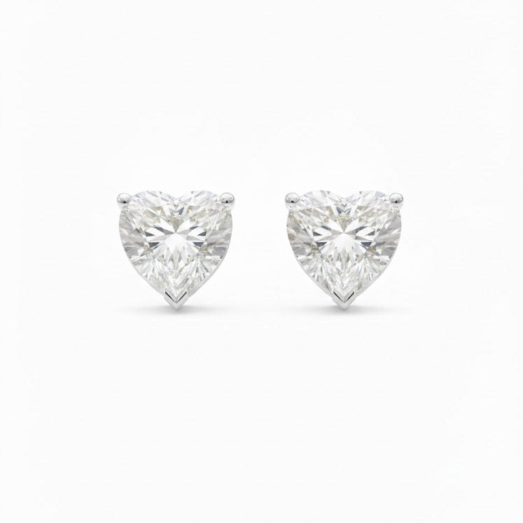 4 Carat Lab-Grown Heart Studs