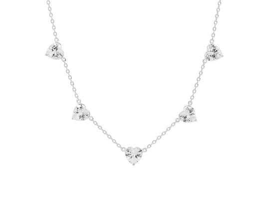 5 Lab-Grown Heart Pendants Necklace