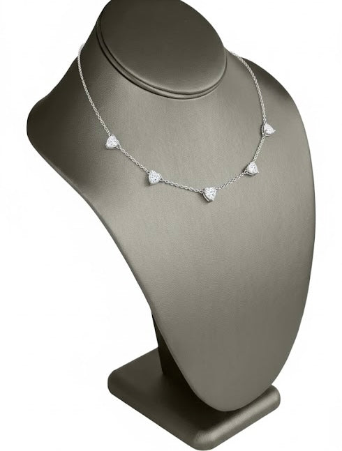 5 Lab-Grown Heart Pendants Necklace