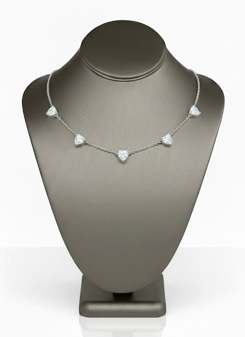 5 Lab-Grown Heart Pendants Necklace