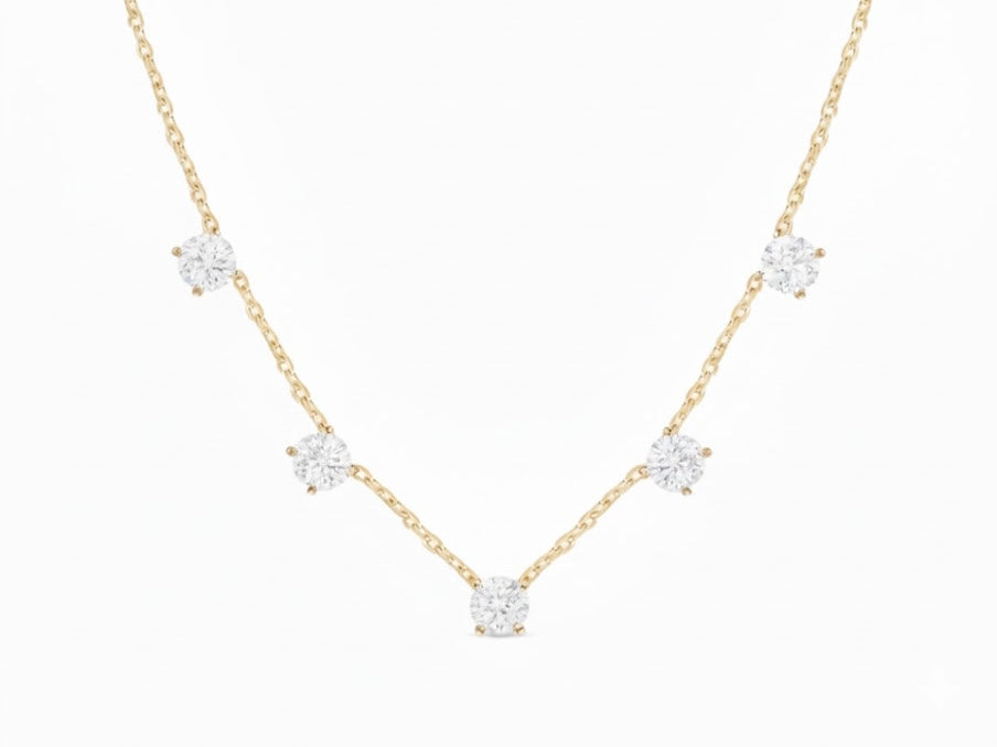 5 Lab-Grown Round Pendants Necklace