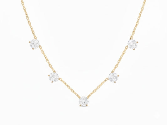 5 Lab-Grown Round Pendants Necklace