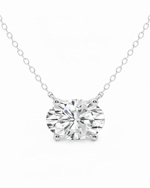 2 Carat Lab-Grown Oval Solitaire Necklace