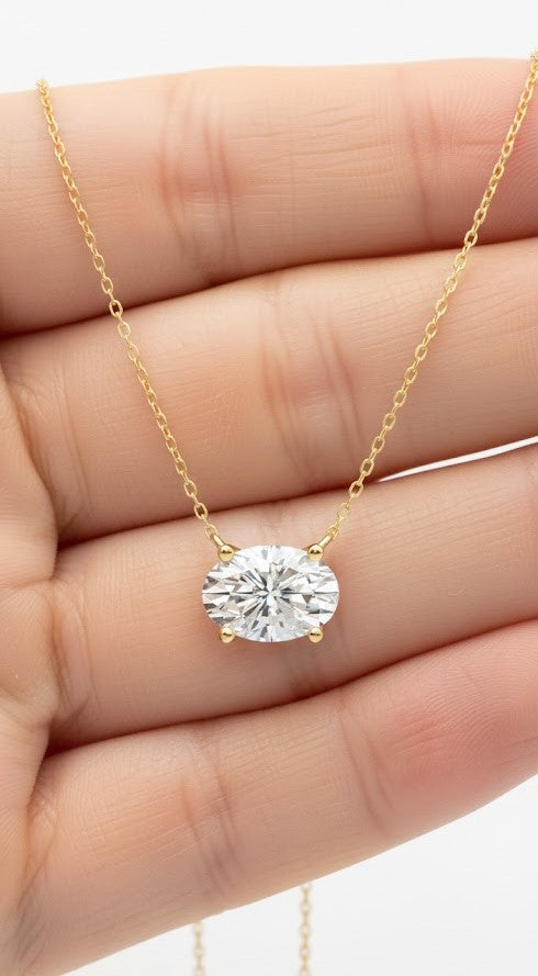 2 Carat Lab-Grown Oval Solitaire Necklace