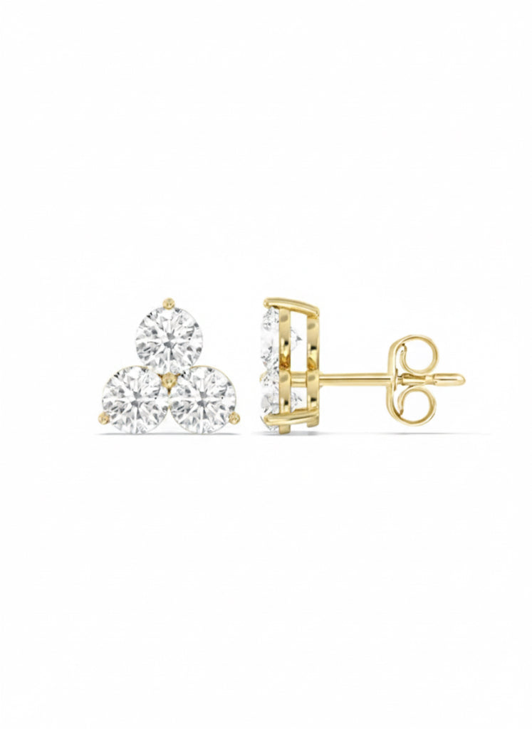 3 Stone Lab-Grown Diamond Cluster Earrings