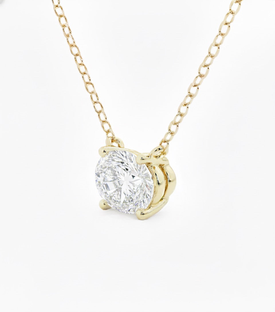 2 Carat Lab-Grown Oval Solitaire Necklace