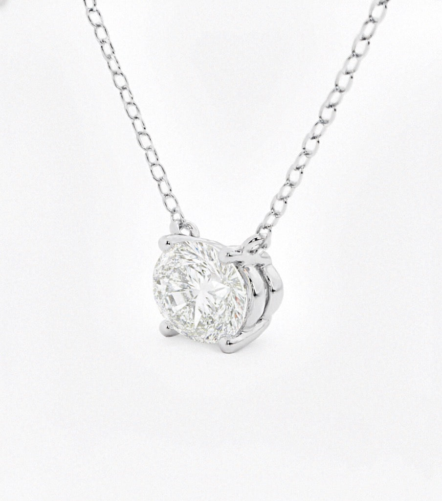 2 Carat Lab-Grown Oval Solitaire Necklace