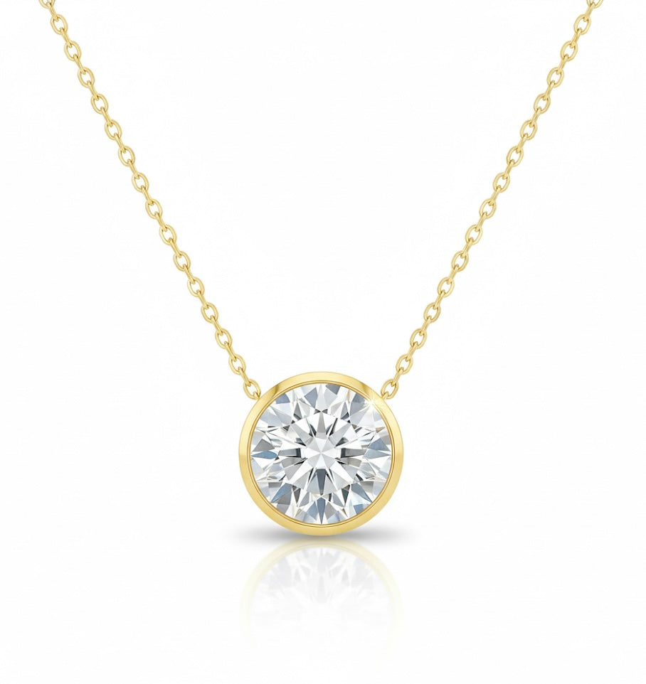 2 Carat Lab-Grown Diamond Solitaire Bezel Necklace