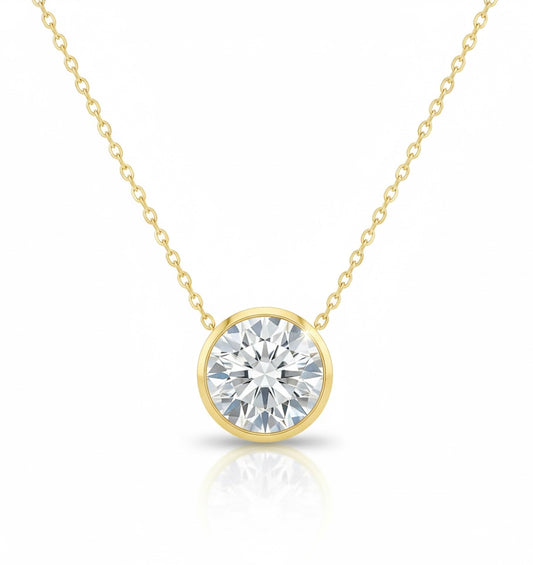 2 Carat Lab-Grown Diamond Solitaire Bezel Necklace