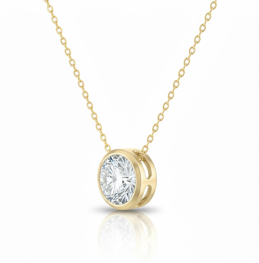 2 Carat Lab-Grown Diamond Solitaire Bezel Necklace