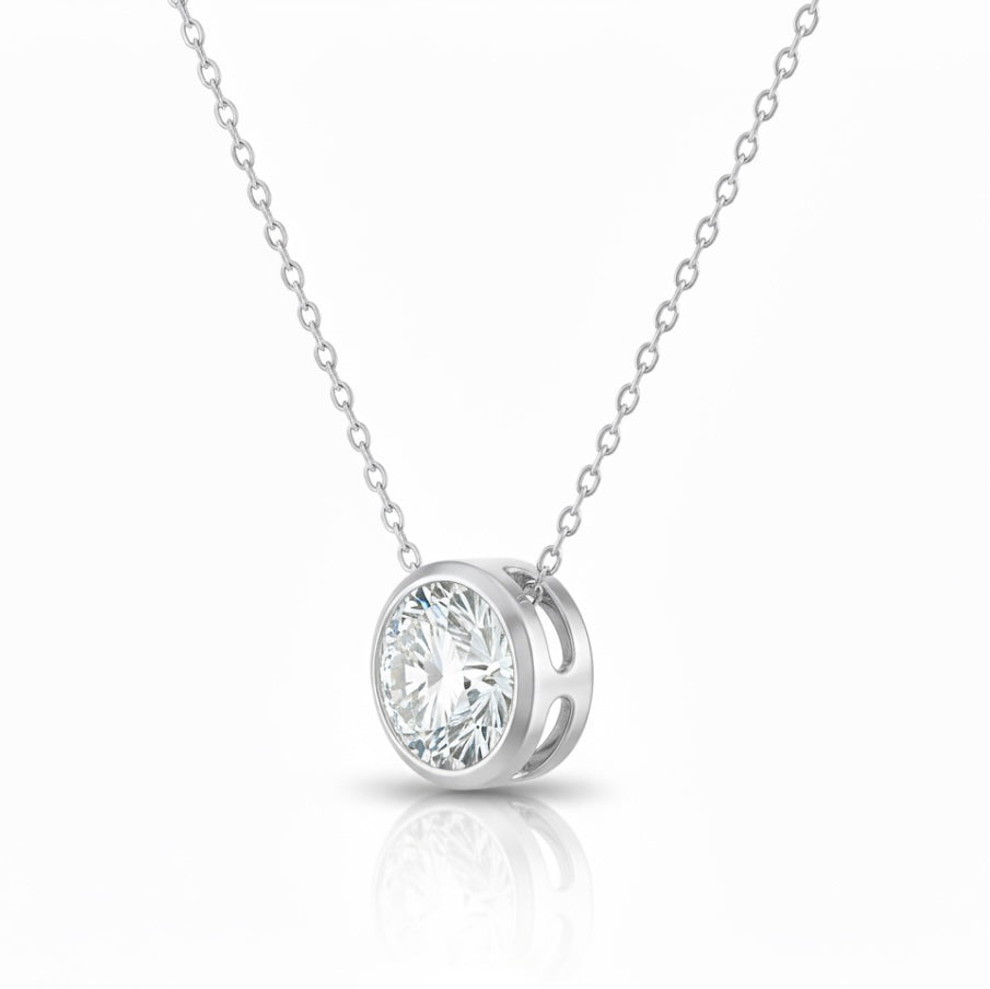 2 Carat Lab-Grown Diamond Solitaire Bezel Necklace