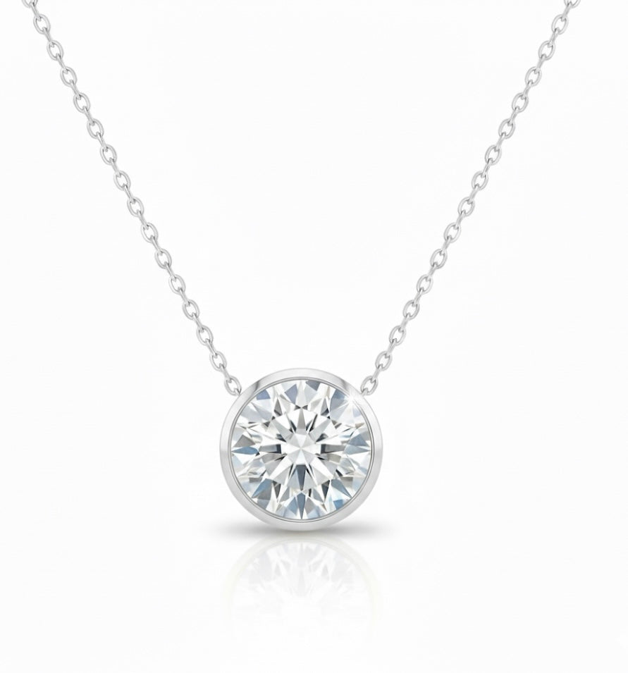 2 Carat Lab-Grown Diamond Solitaire Bezel Necklace