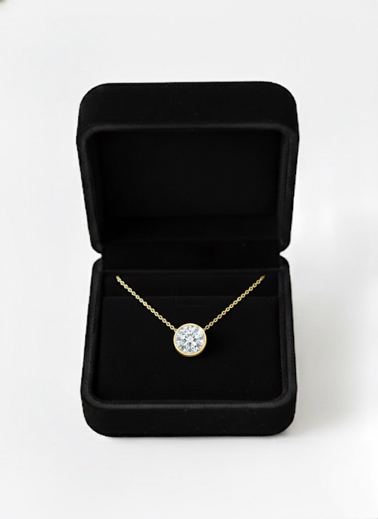2 Carat Lab-Grown Diamond Solitaire Bezel Necklace